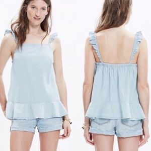 Madewell | Chambray Peplum Ruffle Top